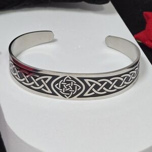 Viking Celtic Knot Stainless Steel Cuff Bracelet ⚔️ Nordic Irish Unisex Bangle
